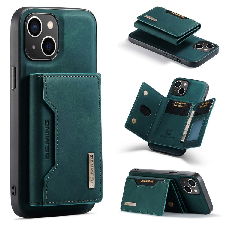 For iPhone 15 Plus DG.MING M2 Series 3-Fold Card Bag Wallet Leather Phone Case(Green) - iPhone 15 Plus Cases by DG.MING | Online Shopping UK | buy2fix