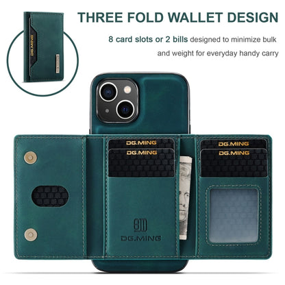 For iPhone 15 Plus DG.MING M2 Series 3-Fold Card Bag Wallet Leather Phone Case(Green) - iPhone 15 Plus Cases by DG.MING | Online Shopping UK | buy2fix