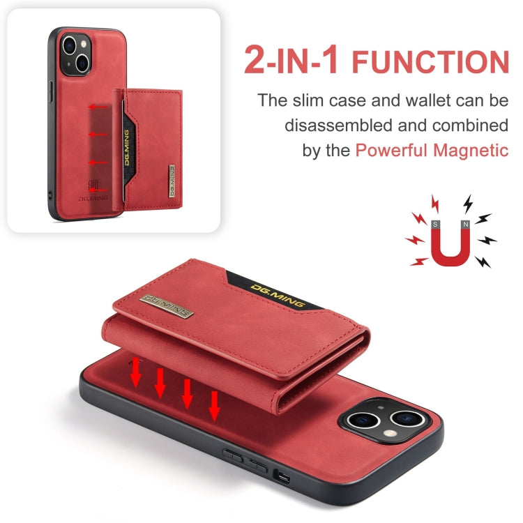 For iPhone 15 DG.MING M2 Series 3-Fold Card Bag Wallet Leather Phone Case(Red) - iPhone 15 Cases by DG.MING | Online Shopping UK | buy2fix