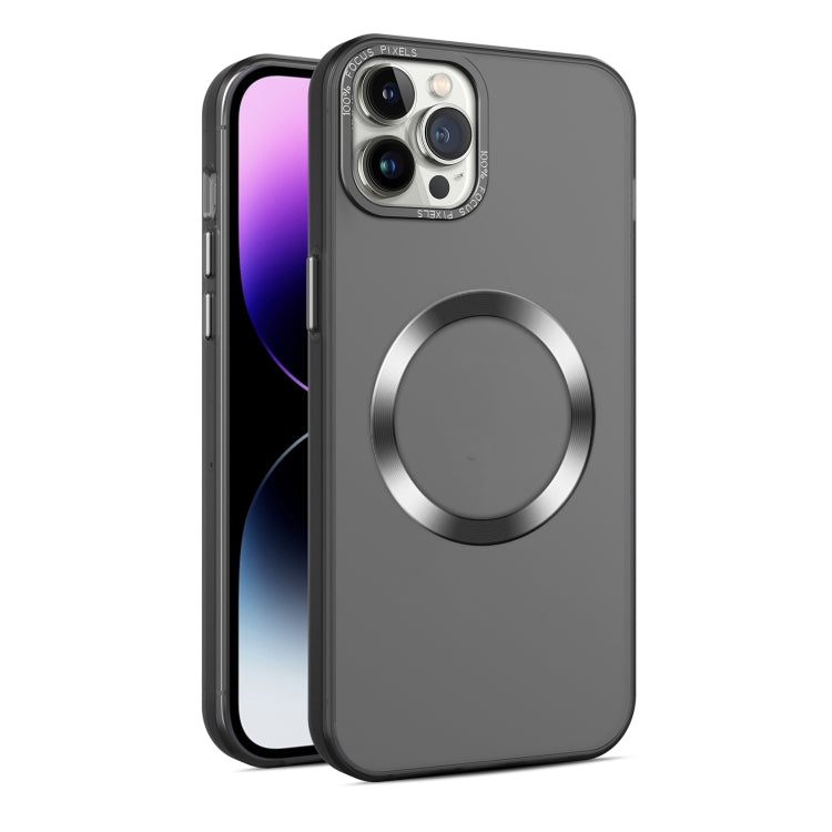 For iPhone 12 Pro Max CD Texture MagSafe Frosted Translucent Phone Case(Black) - iPhone 12 Pro Max Cases by buy2fix | Online Shopping UK | buy2fix