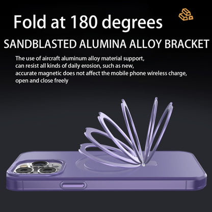 For iPhone 11 MagSafe Metal Holder Frosted Translucent Phone Case(Dark Purple) - iPhone 11 Cases by buy2fix | Online Shopping UK | buy2fix