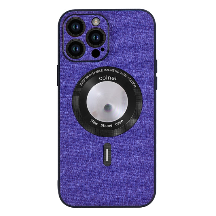 For iPhone 15 Pro Cloth Texture MagSafe Magnetic PU Phone Case(Purple) - iPhone 15 Pro Cases by buy2fix | Online Shopping UK | buy2fix