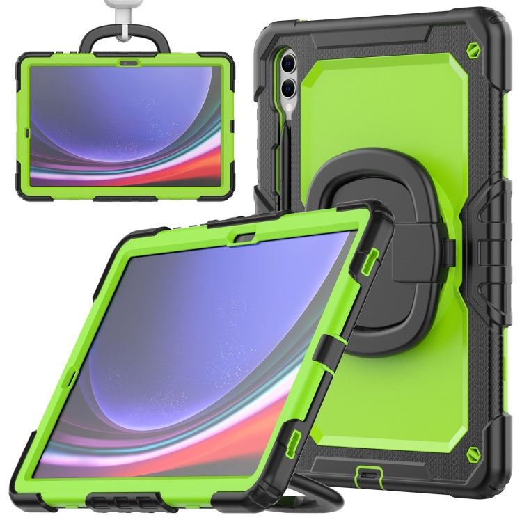 For Samsung Galaxy Tab S9+ D Type Silicone Hybrid PC Tablet Case with Handle Holder(Yellow Green PC) - Galaxy Tab S9+ Cases by buy2fix | Online Shopping UK | buy2fix