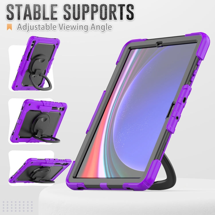 For Samsung Galaxy Tab S9+ D Type Silicone Hybrid PC Tablet Case with Handle Holder(Purple) - Galaxy Tab S9+ Cases by buy2fix | Online Shopping UK | buy2fix