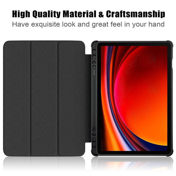 For Samsung Galaxy Tab S9 Acrylic 3-folding Painted Smart Leather Tablet Case(Graffiti) - Galaxy Tab S9 Cases by buy2fix | Online Shopping UK | buy2fix