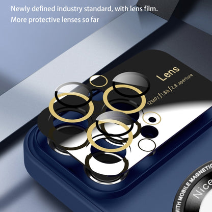 For iPhone 12 Pro Large Glass Window Magnetic Magsafe Phone Case with Lens Film(Royal Blue) - iPhone 12 / 12 Pro Cases by buy2fix | Online Shopping UK | buy2fix