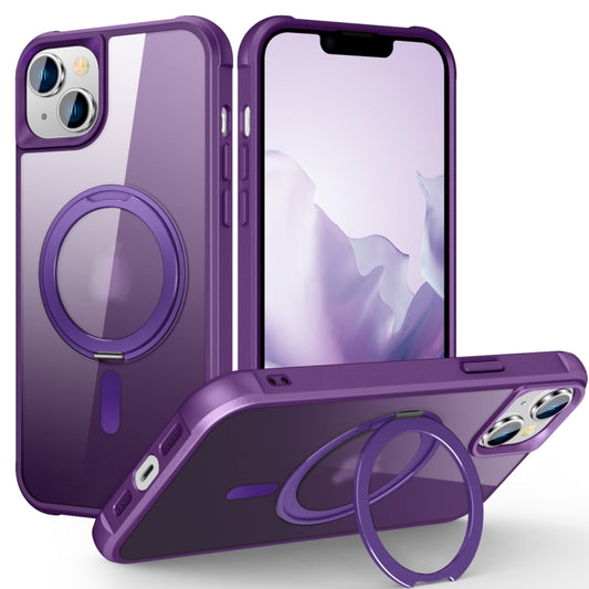 For iPhone 15 Plus MagSafe Magnetic Rotating Holder Phone Case(Purple) - iPhone 15 Plus Cases by buy2fix | Online Shopping UK | buy2fix