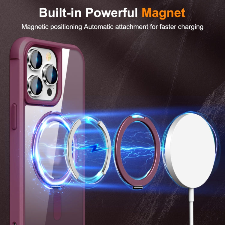 For iPhone 13 Pro MagSafe Magnetic Rotating Holder Phone Case(Wine Red) - iPhone 13 Pro Cases by buy2fix | Online Shopping UK | buy2fix