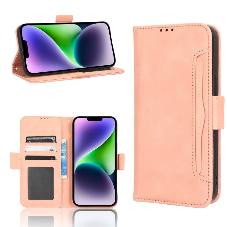 For iPhone 16 Pro Max Skin Feel Calf Texture Card Slots Leather Phone Case(Pink) - iPhone 16 Pro Max Cases by buy2fix | Online Shopping UK | buy2fix