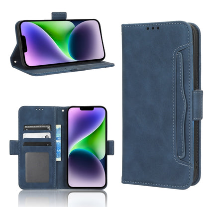 For iPhone 16 Plus Skin Feel Calf Texture Card Slots Leather Phone Case(Blue) - iPhone 16 Plus Cases by buy2fix | Online Shopping UK | buy2fix