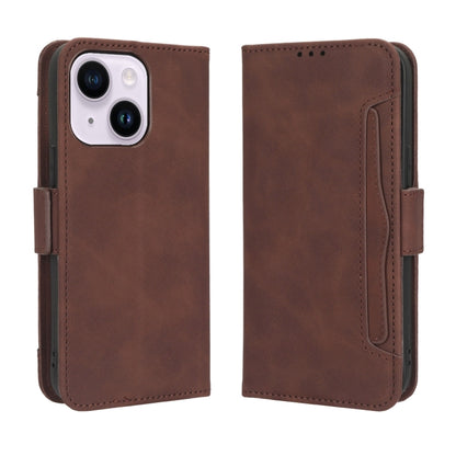 For iPhone 16 Plus Skin Feel Calf Texture Card Slots Leather Phone Case(Brown) - iPhone 16 Plus Cases by buy2fix | Online Shopping UK | buy2fix