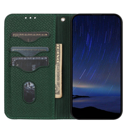 For iPhone SE 2024 Woven Texture Stitching Magnetic Leather Phone Case(Green) - More iPhone Cases by buy2fix | Online Shopping UK | buy2fix