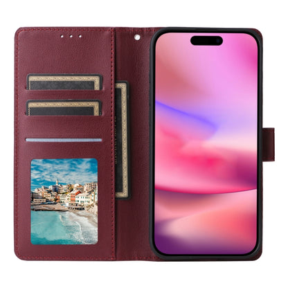 For iPhone 16 Multifunctional Horizontal Flip Leather Phone Case with Three Card Slots(Wine Red) - iPhone 16 Cases by buy2fix | Online Shopping UK | buy2fix