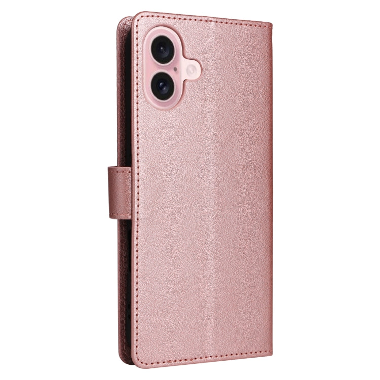 For iPhone 16 Plus Multifunctional Horizontal Flip Leather Phone Case with Three Card Slots(Rose Gold) - iPhone 16 Plus Cases by buy2fix | Online Shopping UK | buy2fix