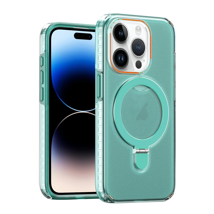 For iPhone 15 Pro Colorful 2 in 1 MagSafe Holder Phone Case(Green) - iPhone 15 Pro Cases by buy2fix | Online Shopping UK | buy2fix