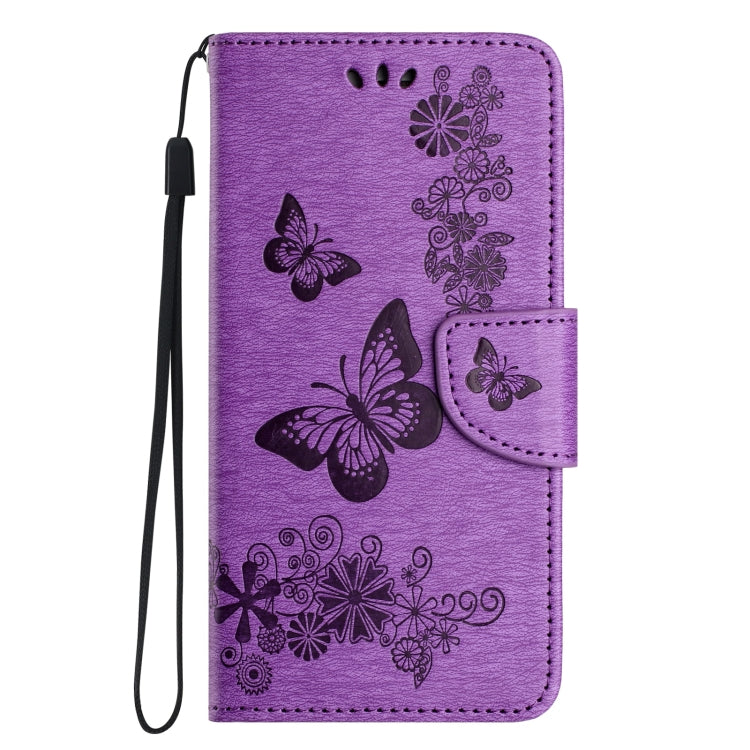 For iPhone 16 Pro Butterfly Embossed Flip Leather Phone Case(Purple) - iPhone 16 Pro Cases by buy2fix | Online Shopping UK | buy2fix