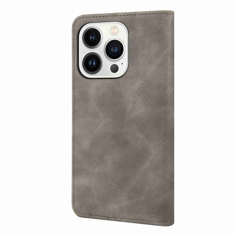 For iPhone 16 Pro Skin Feel Splicing Leather Phone Case(Grey) - iPhone 16 Pro Cases by buy2fix | Online Shopping UK | buy2fix