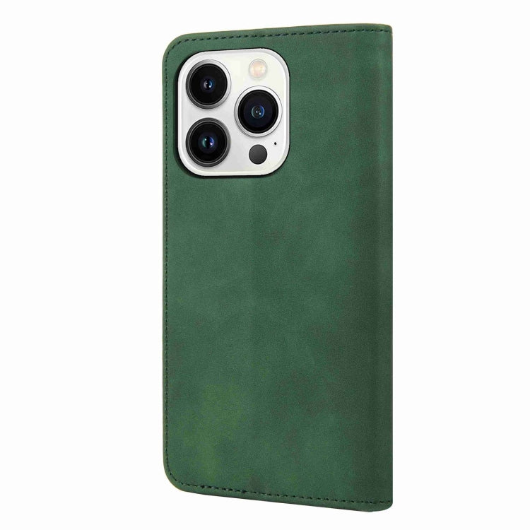 For iPhone 16 Pro Skin Feel Splicing Leather Phone Case(Green) - iPhone 16 Pro Cases by buy2fix | Online Shopping UK | buy2fix