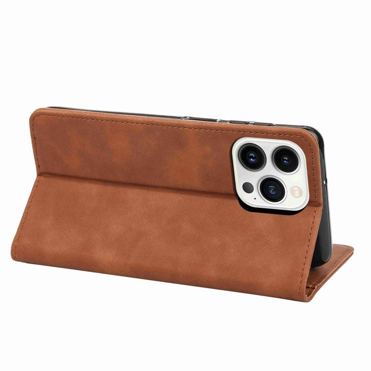 For iPhone 16 Pro Skin Feel Splicing Leather Phone Case(Brown) - iPhone 16 Pro Cases by buy2fix | Online Shopping UK | buy2fix