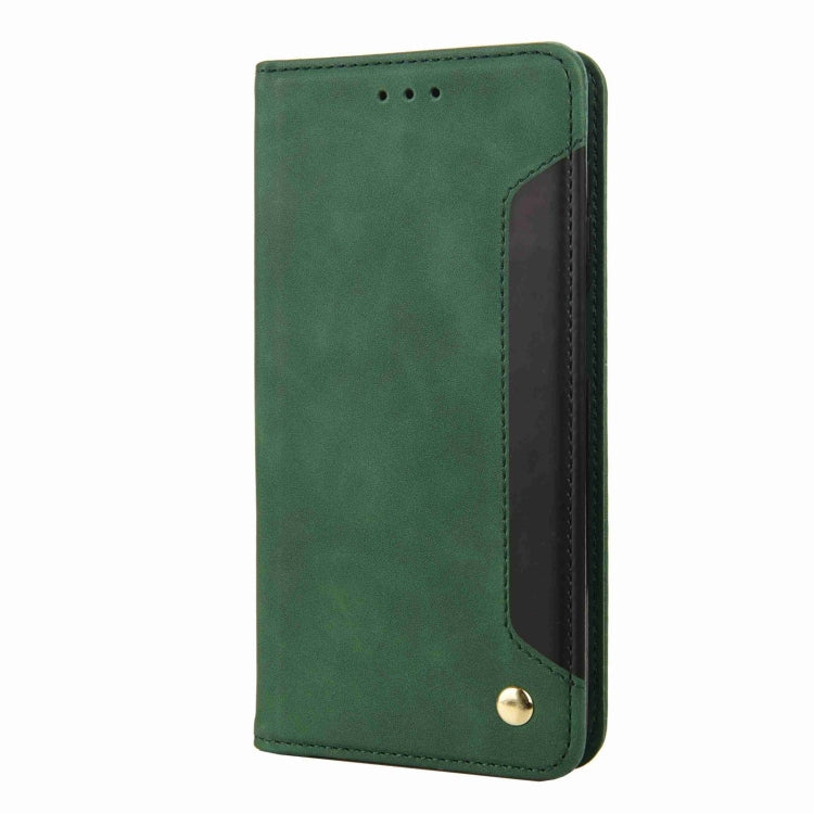 For iPhone 16 Skin Feel Splicing Leather Phone Case(Green) - iPhone 16 Cases by buy2fix | Online Shopping UK | buy2fix