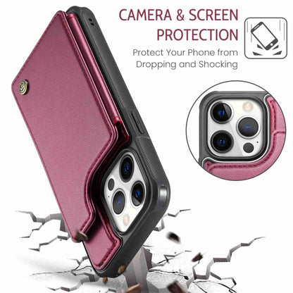 For iPhone 12 Pro Max CaseMe C22 Card Slots Holder RFID Anti-theft Phone Case(Wine Red) - iPhone 12 Pro Max Cases by CaseMe | Online Shopping UK | buy2fix