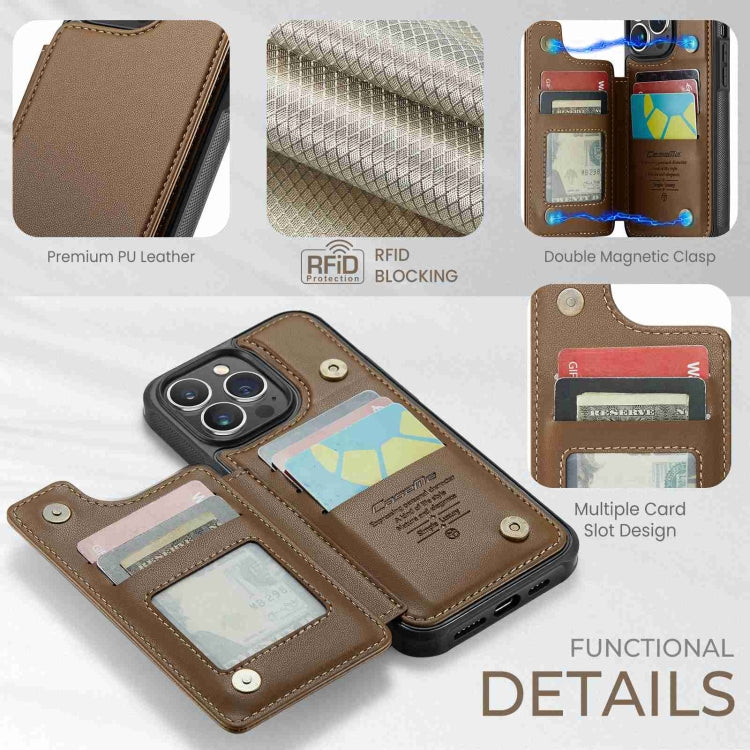 For iPhone 13 Pro Max CaseMe C22 Card Slots Holder RFID Anti-theft Phone Case(Brown) - iPhone 13 Pro Max Cases by CaseMe | Online Shopping UK | buy2fix