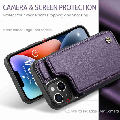 For iPhone 14 Plus CaseMe C22 Card Slots Holder RFID Anti-theft Phone Case(Purple) - iPhone 14 Plus Cases by CaseMe | Online Shopping UK | buy2fix