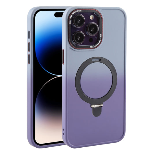 For iPhone 14 Pro Gradient MagSafe Holder Liquid TPU Hybrid PC Phone Case(Blue Purple) - iPhone 14 Pro Cases by buy2fix | Online Shopping UK | buy2fix