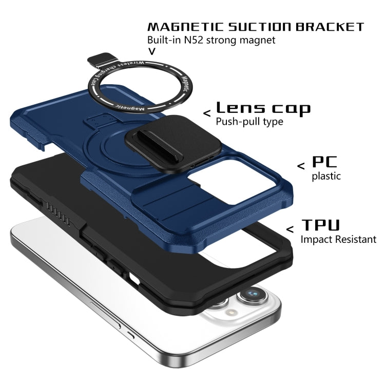 For iPhone 15 Pro Sliding Camshield Magsafe Holder TPU Hybrid PC Phone Case(Royal Blue) - iPhone 15 Pro Cases by buy2fix | Online Shopping UK | buy2fix