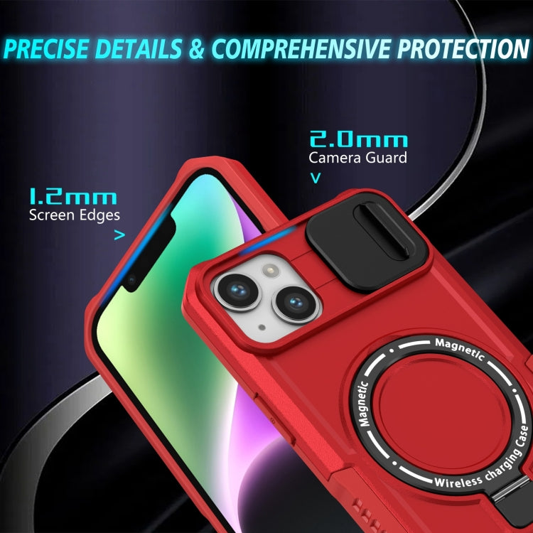 For iPhone 14 Plus Sliding Camshield Magsafe Holder TPU Hybrid PC Phone Case(Red) - iPhone 14 Plus Cases by buy2fix | Online Shopping UK | buy2fix