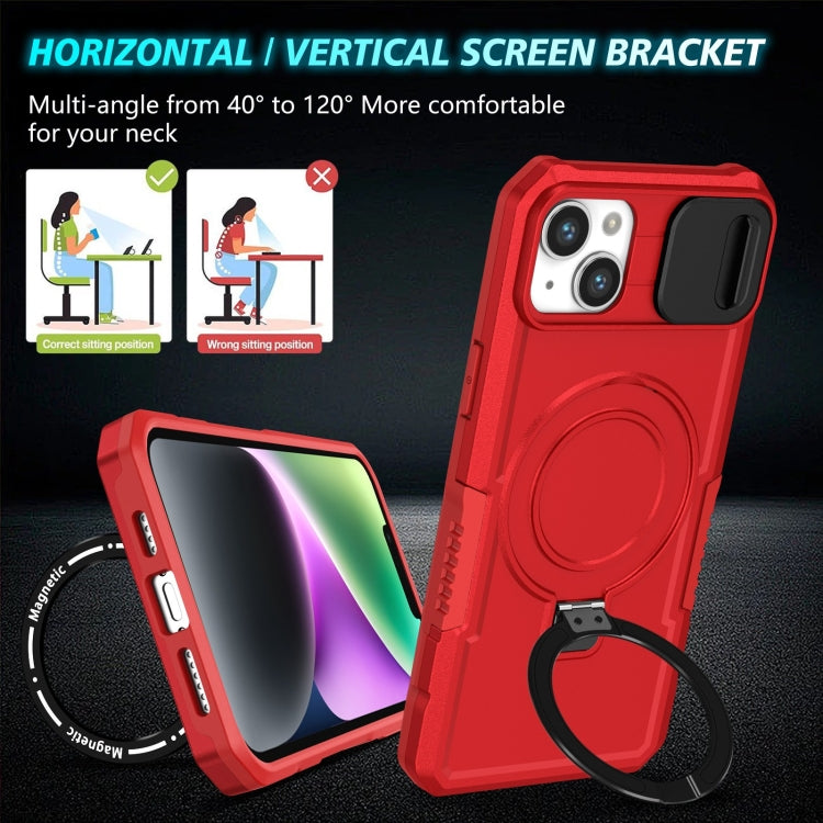 For iPhone 14 Plus Sliding Camshield Magsafe Holder TPU Hybrid PC Phone Case(Red) - iPhone 14 Plus Cases by buy2fix | Online Shopping UK | buy2fix