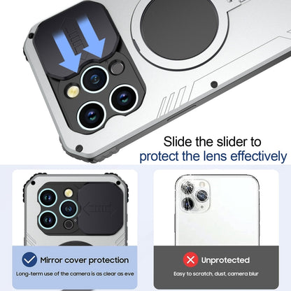 For iPhone 15 Pro Camera Shield MagSafe Holder Life Waterproof Phone Case(Silver) - iPhone 15 Pro Cases by buy2fix | Online Shopping UK | buy2fix