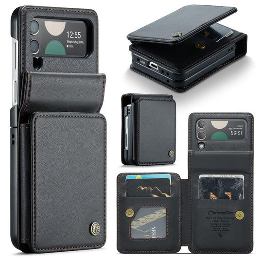 For Samsung Galaxy Z Flip4 5G CaseMe C22 PC+TPU Business Style RFID Anti-theft Leather Phone Case(Black) - Galaxy Z Flip4 5G Cases by CaseMe | Online Shopping UK | buy2fix