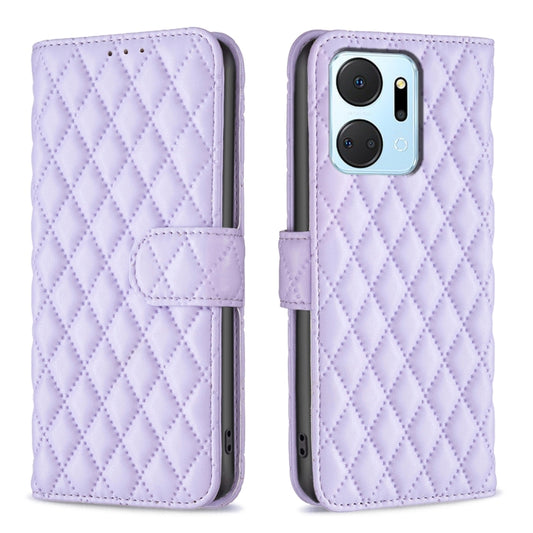 For Honor X7a Diamond Lattice Wallet Flip Leather Phone Case(Purple) - Honor Cases by buy2fix | Online Shopping UK | buy2fix