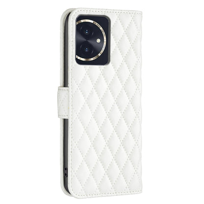 For Honor 100 Diamond Lattice Wallet Flip Leather Phone Case(White) - Honor Cases by buy2fix | Online Shopping UK | buy2fix