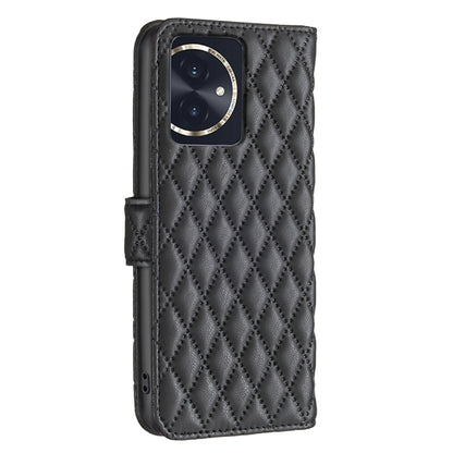 For Honor 100 Diamond Lattice Wallet Flip Leather Phone Case(Black) - Honor Cases by buy2fix | Online Shopping UK | buy2fix