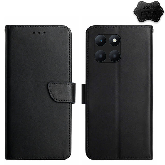 For Honor X8b HT02 Genuine Leather Fingerprint-proof Flip Phone Case(Black) - Honor Cases by buy2fix | Online Shopping UK | buy2fix