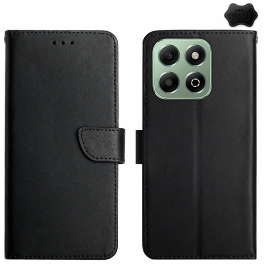 For Honor 200 Smart Global HT02 Genuine Leather Fingerprint-proof Flip Phone Case(Black) - Honor Cases by buy2fix | Online Shopping UK | buy2fix