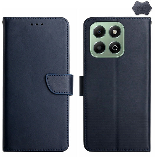 For Honor 200 Smart Global HT02 Genuine Leather Fingerprint-proof Flip Phone Case(Blue) - Honor Cases by buy2fix | Online Shopping UK | buy2fix