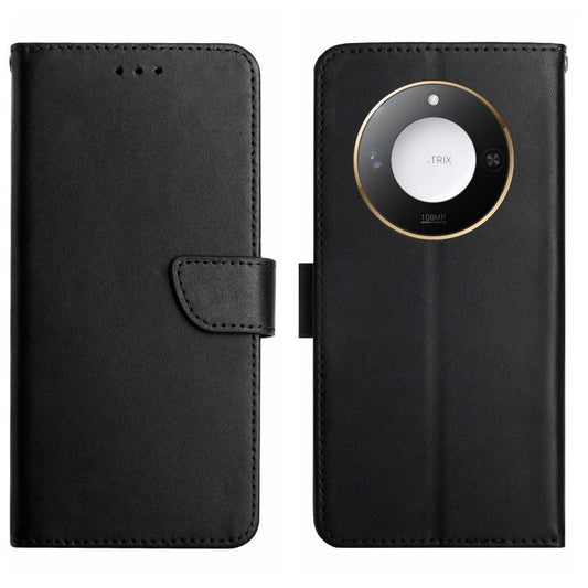 For Honor X9c Smart HT02 Genuine Leather Fingerprint-proof Flip Phone Case(Black) - Honor Cases by buy2fix | Online Shopping UK | buy2fix