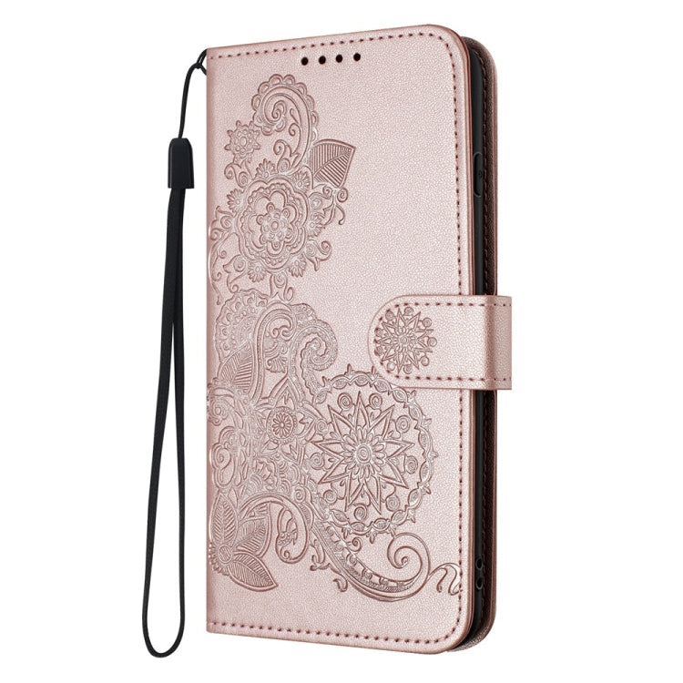 For Motorola Edge 5G 2024 Datura Flower Embossed Flip Leather Phone Case(Rose Gold) - Motorola Cases by buy2fix | Online Shopping UK | buy2fix