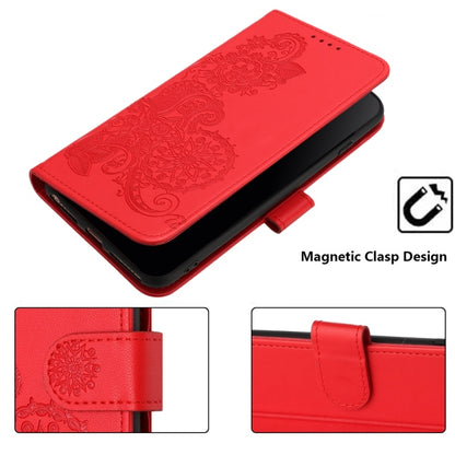 For Motorola Moto G Power 5G 2024 Datura Flower Embossed Flip Leather Phone Case(Red) - Motorola Cases by buy2fix | Online Shopping UK | buy2fix