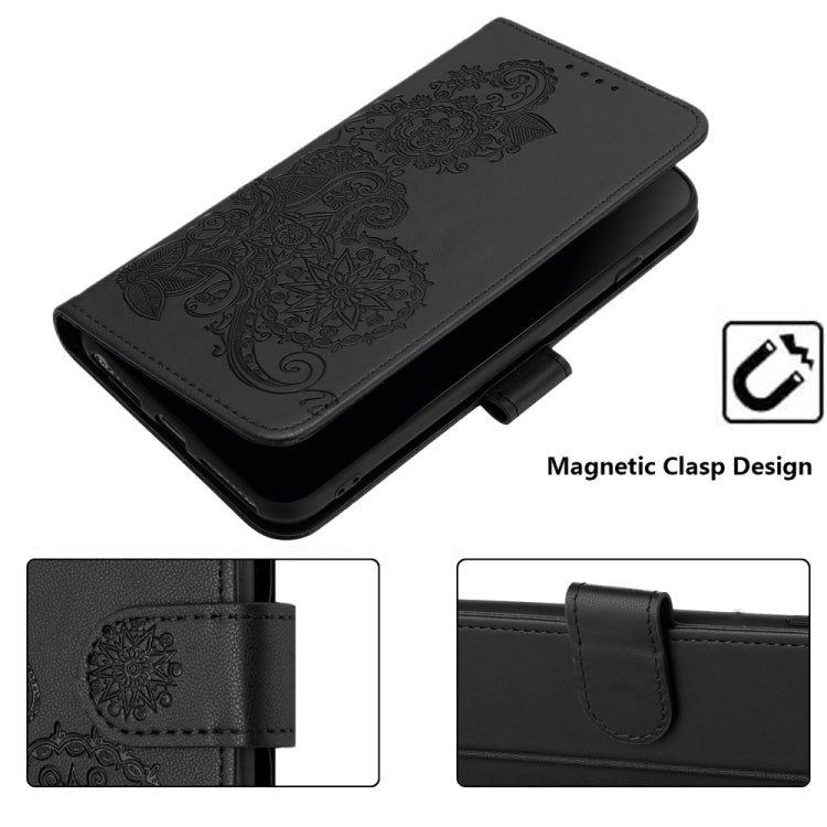 For Motorola Moto G Stylus 5G 2024 Datura Flower Embossed Flip Leather Phone Case(Black) - Motorola Cases by buy2fix | Online Shopping UK | buy2fix