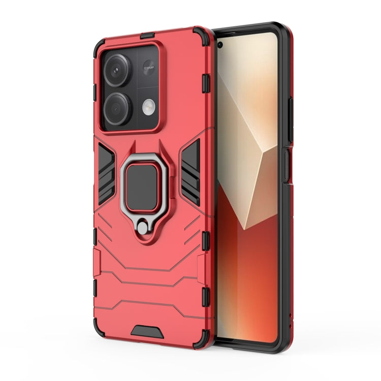 For Xiaomi Redmi Note 13 Shockproof PC + TPU Holder Phone Case(Red) - Xiaomi Cases by buy2fix | Online Shopping UK | buy2fix