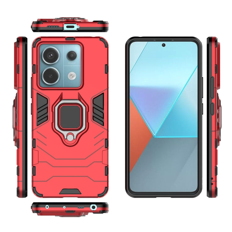 For Xiaomi Redmi Note 13 Pro Shockproof PC + TPU Holder Phone Case(Red) - Xiaomi Cases by buy2fix | Online Shopping UK | buy2fix