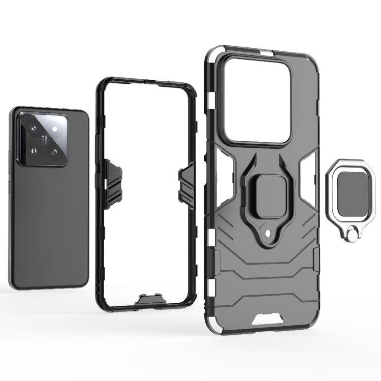 For Xiaomi 14 Pro Shockproof PC + TPU Holder Phone Case(Black) - 14 Pro Cases by buy2fix | Online Shopping UK | buy2fix