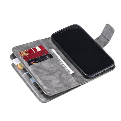 For iPhone 16 Tri-Fold 9-Card Wallets Leather Phone Case(Grey) - iPhone 16 Cases by buy2fix | Online Shopping UK | buy2fix