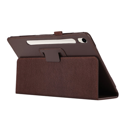 For Samsung Galaxy Tab S9+ Litchi Texture Leather Tablet Case with Holder(Brown) - Other Galaxy Tab PC by buy2fix | Online Shopping UK | buy2fix