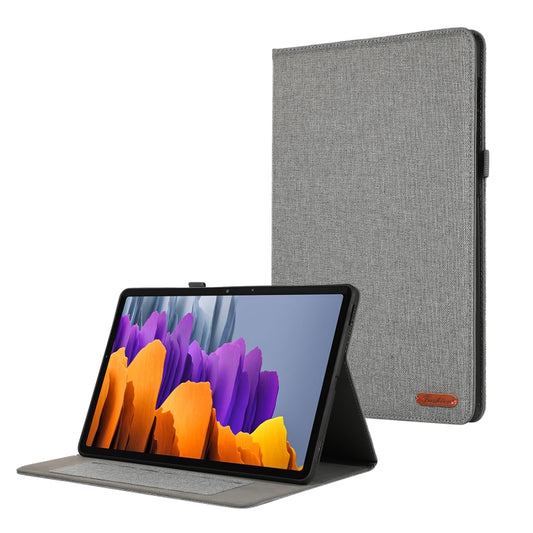 For Samsung Galaxy Tab S9 Horizontal Flip TPU + Fabric PU Leather Tablet Case(Grey) - Galaxy Tab S9 Cases by buy2fix | Online Shopping UK | buy2fix