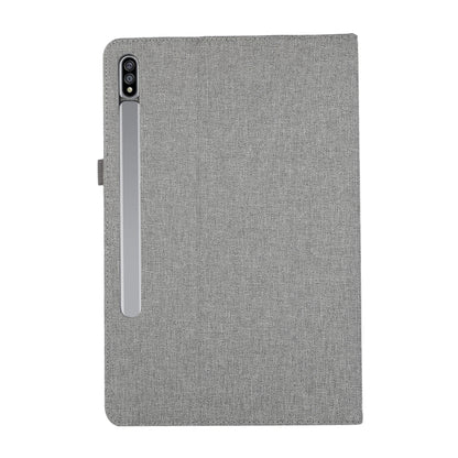 For Samsung Galaxy Tab S9 Horizontal Flip TPU + Fabric PU Leather Tablet Case(Grey) - Galaxy Tab S9 Cases by buy2fix | Online Shopping UK | buy2fix